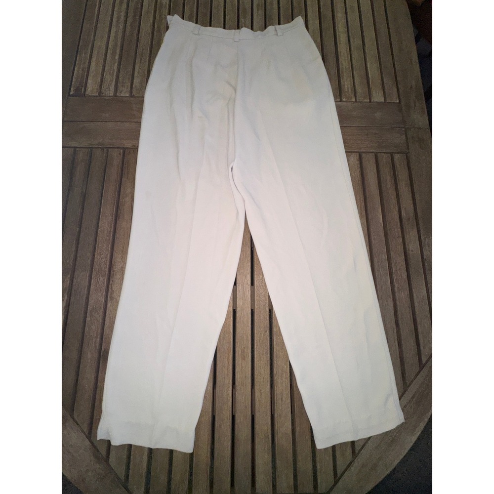 Vintage 80s 90s Burberrys of London Cream Pleated High Waist Trousers 44 W29.5